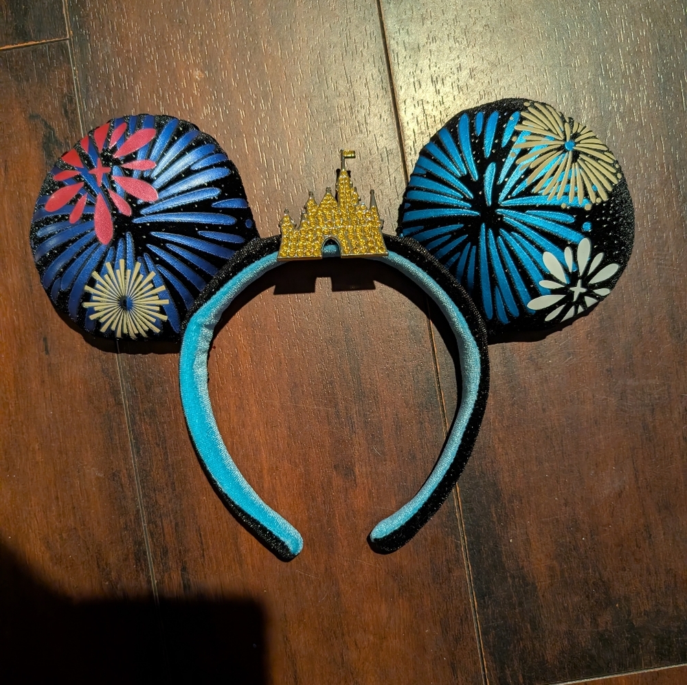 Disney Parks Mickey Main Attraction Ear Headband Cinderella Castle Fireworks